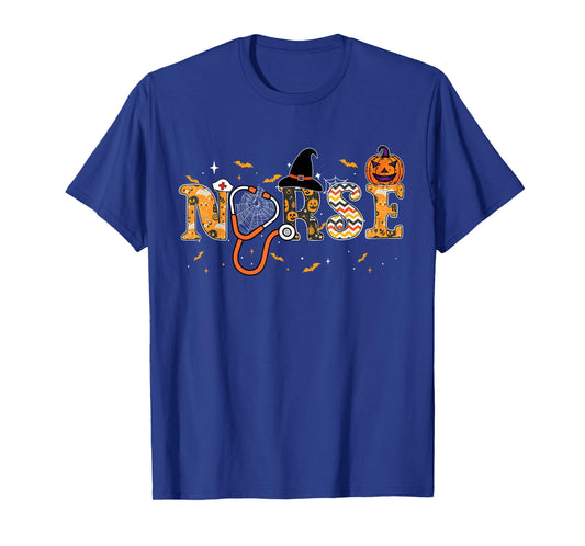 Nurse Halloween Costume Stethoscope Pumpkin Spooky Nurse T-Shirt