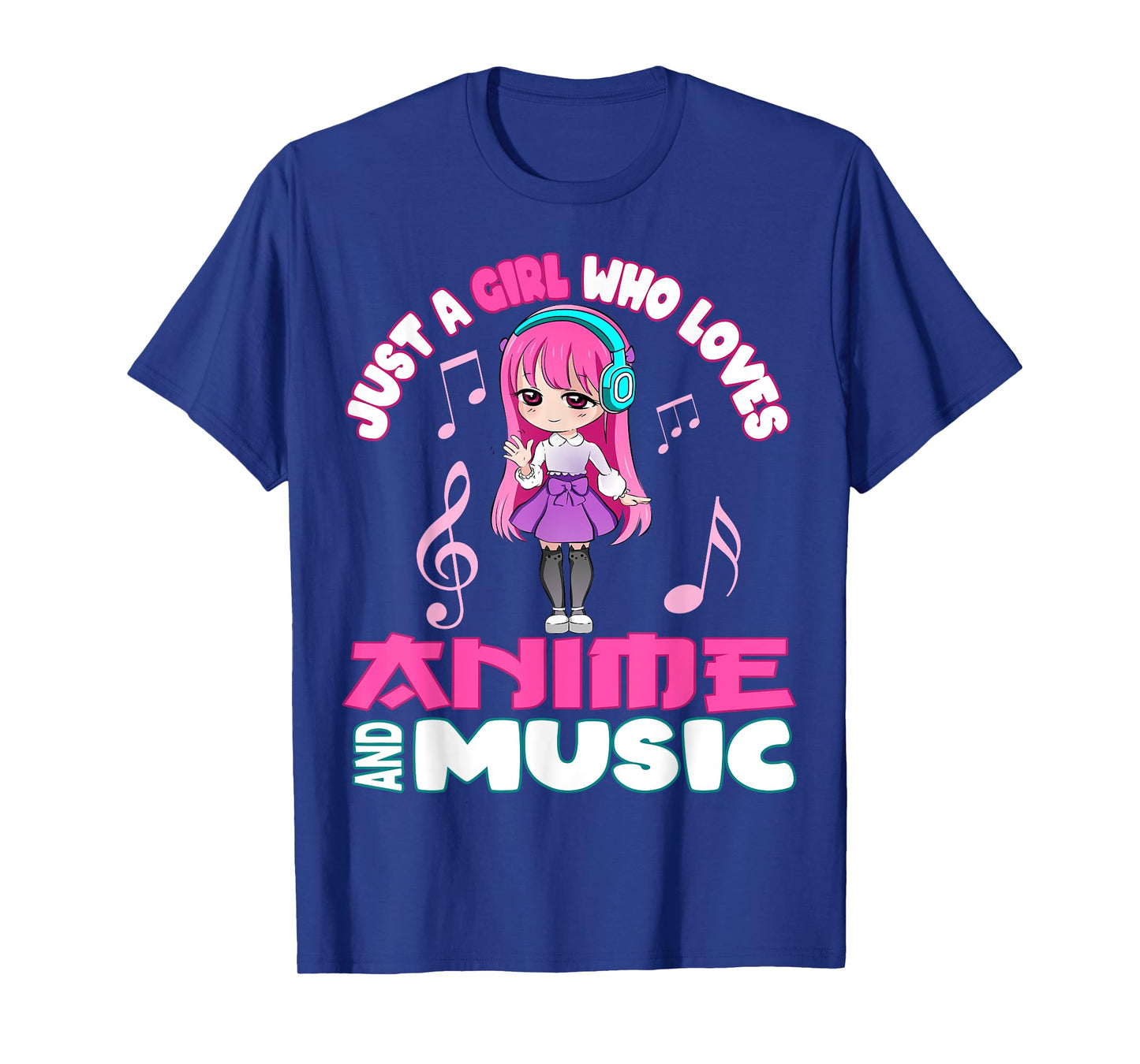 Funny Anime and Music Girl for Teen chibi graphic T-Shirt