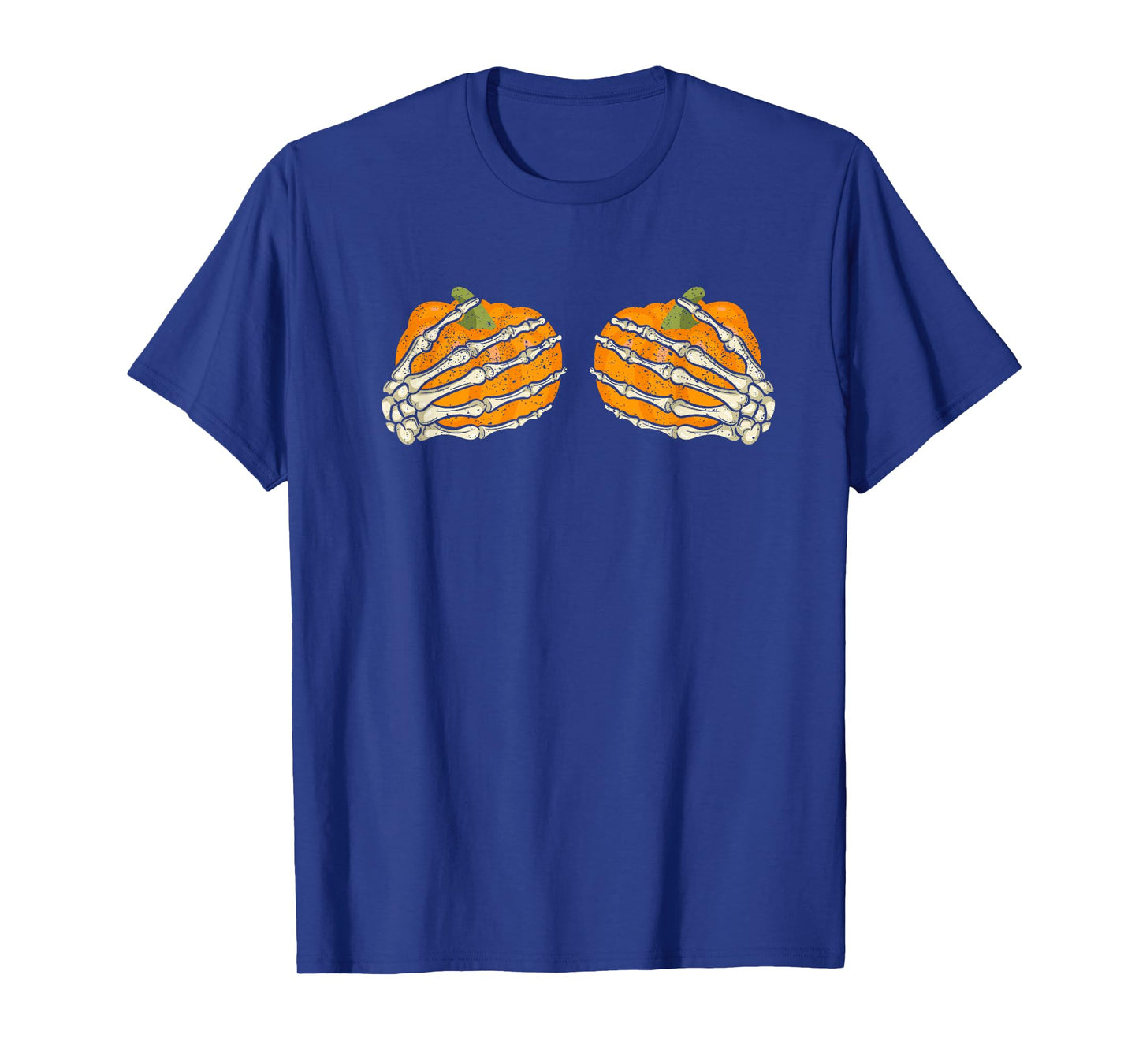 Skeleton Pumpkin Boob Hand Funny Halloween Skeletal Boobs T-Shirt