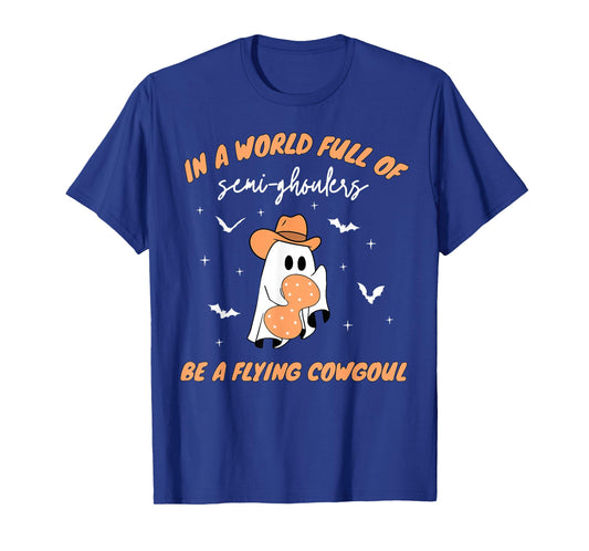 Labor and Delivery Nurse Halloween Ghost Flying Cowgirl Fall T-Shirt