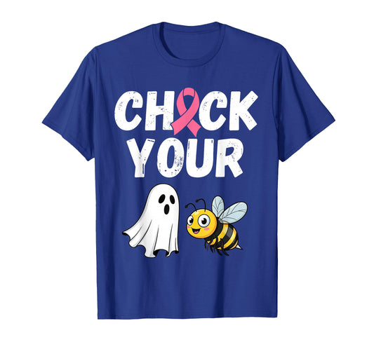 Check Your Boo Bees Breast Cancer Survivor Halloween Ghost T-Shirt