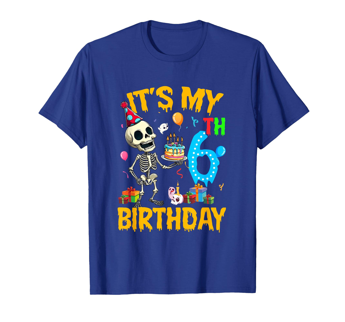 It's My 6Th Birthday Party Halloween Skeleton Birthday Kids T-Shirt