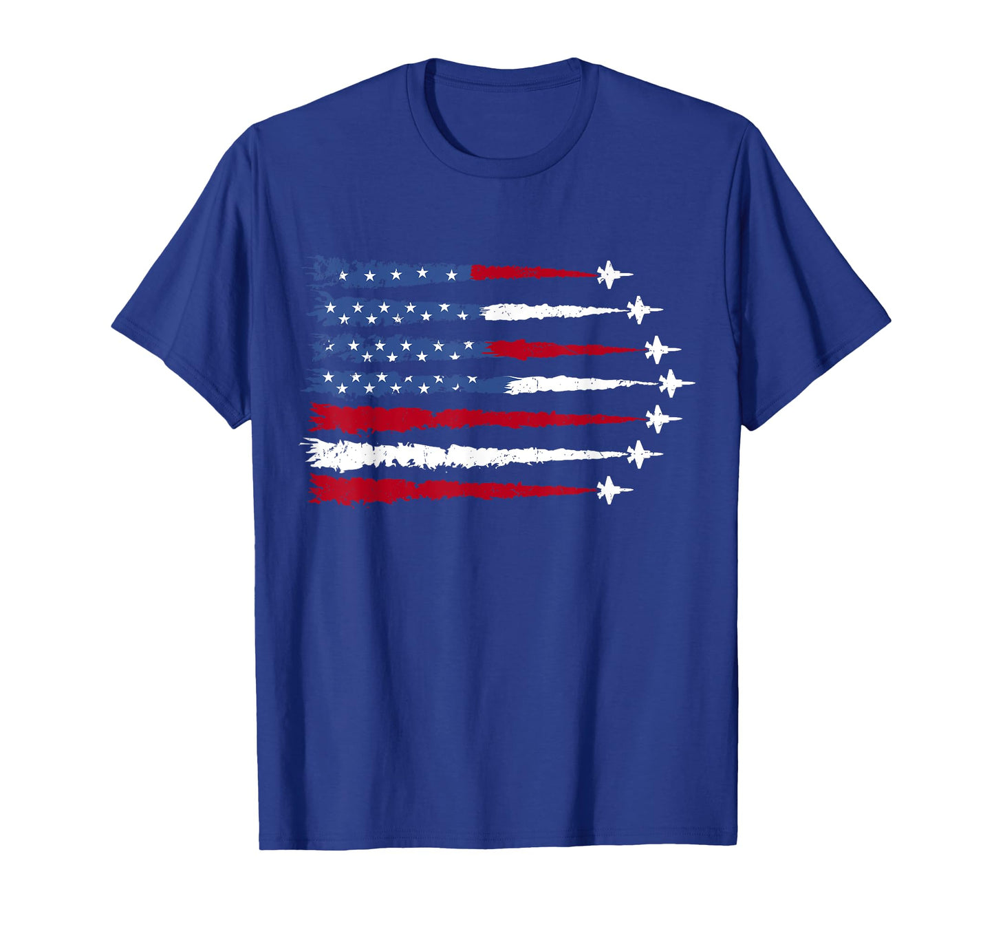 Patriotic Red White Blue USA Flag Fighter Jets 4th of July T-Shirt