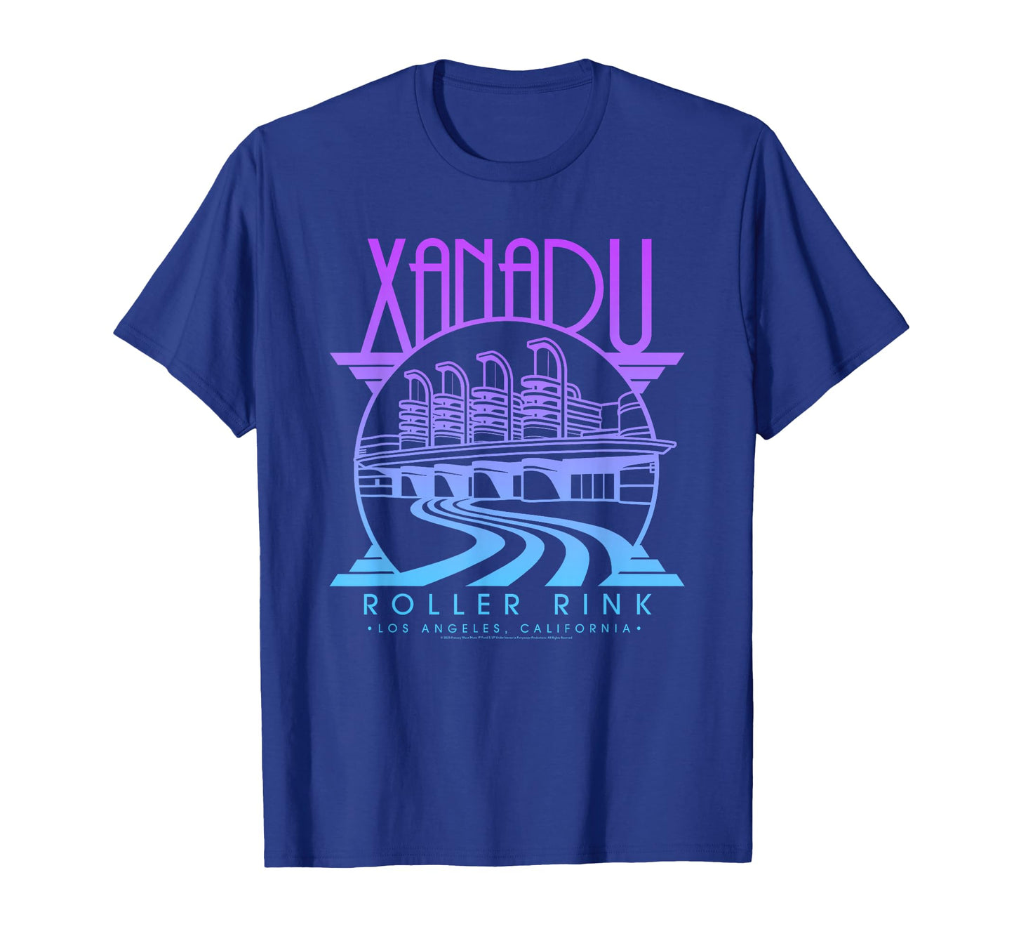 Olivia Newton-John Xanadu Roller Rink Purple Blue Fade Logo T-Shirt