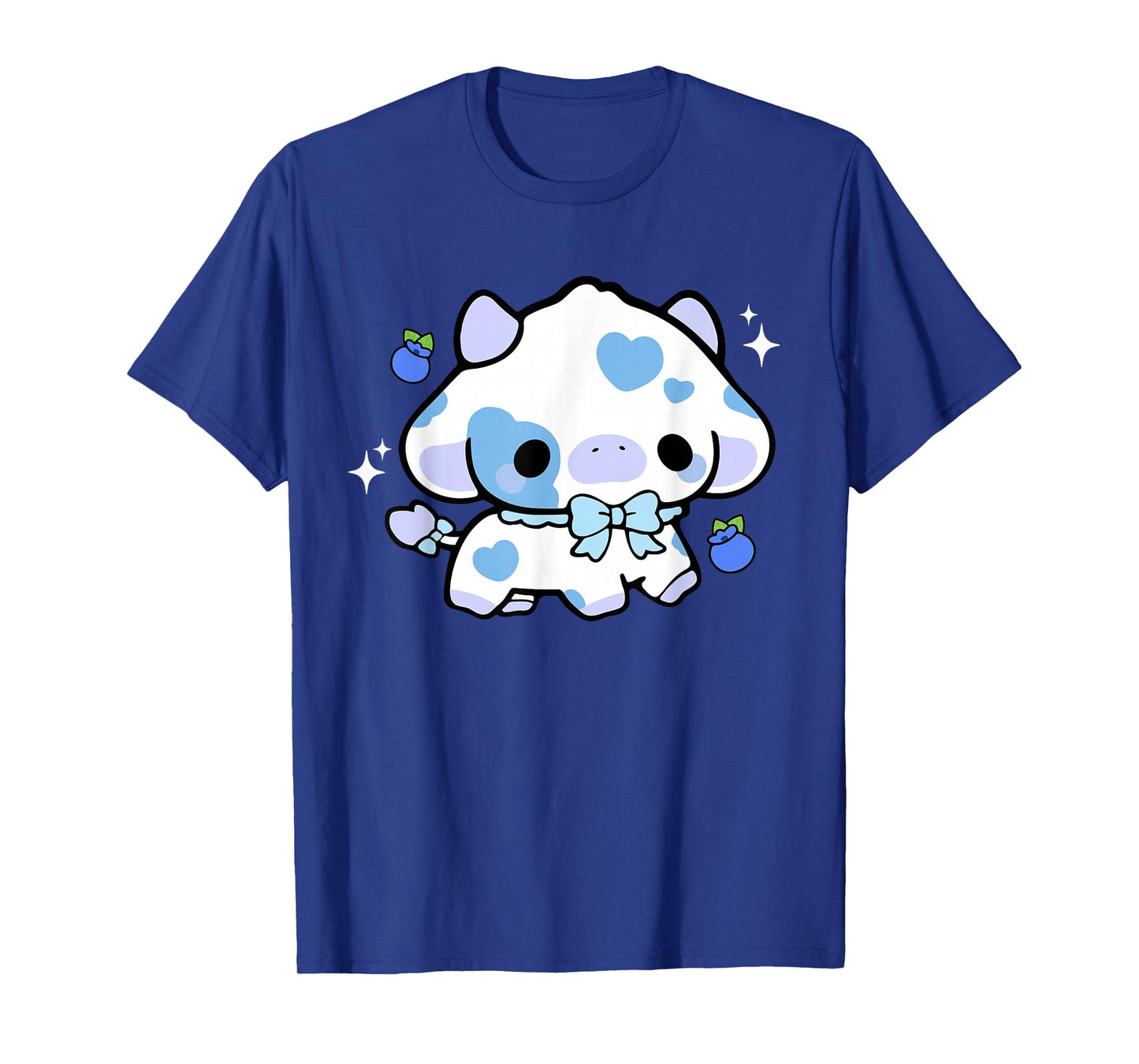 Kawaii Cow Blueberry Cute Aesthetic Anime Girls Teens Kids T-Shirt