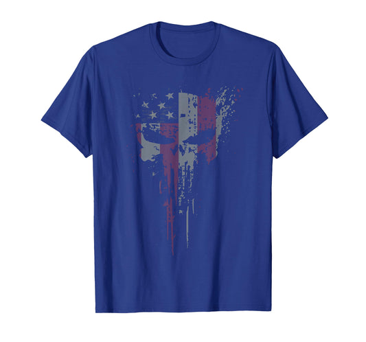 American Skull Flag Ghost Reaper Patriotic T-Shirt