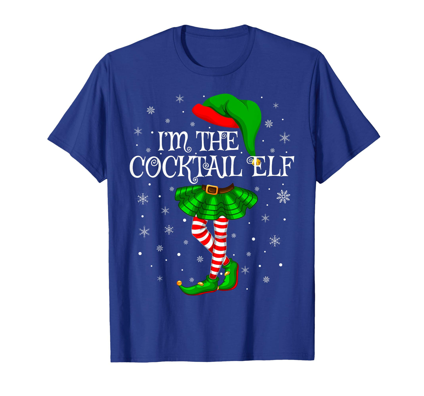 Cocktail Elf Christmas Matching Family Women Girls Elf T-Shirt