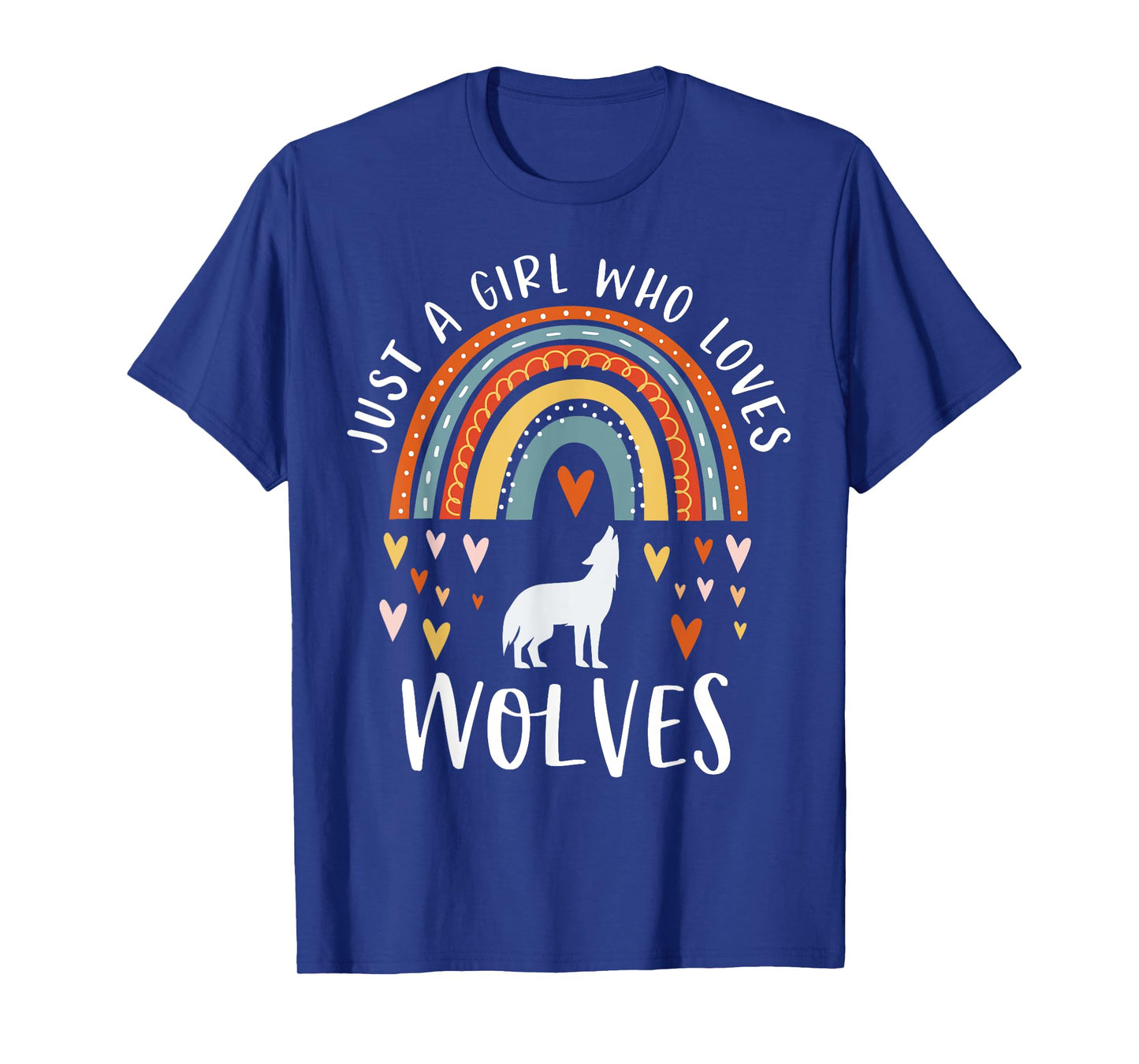 Just A Girl Who Loves Wolves Rainbow Gifts For Wolf Lover T-Shirt