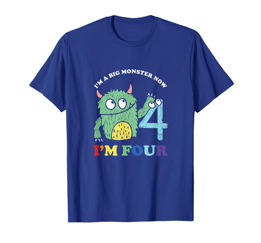 Happy 4th Bday Four 4 Years Old Kids Monster Birthday Party T-Shirt