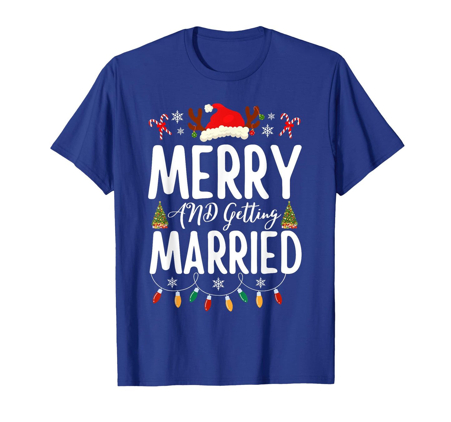 Merry and Getting Married Couples Christmas Pjs Pajamas T-Shirt