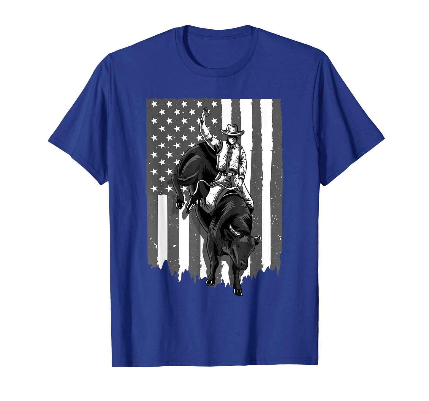 American Flag Bull Riding Cowboy 4th Of July Patriotic Rodeo T-Shirt
