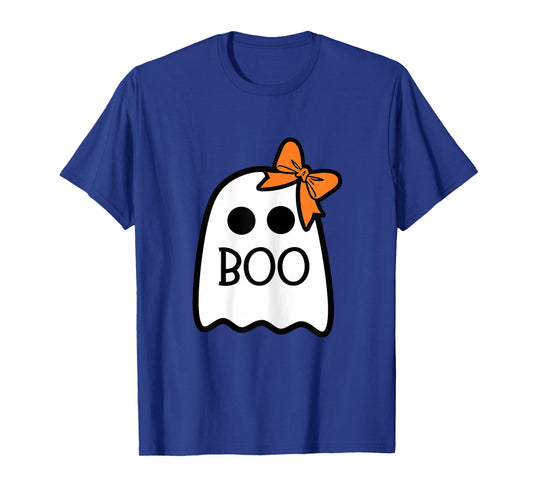 Girls Halloween Ghost with Bow Boo Costume T-Shirt