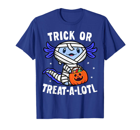 Trick or Treat A Lotl Axolotl Mummy Boys Girls Halloween T-Shirt
