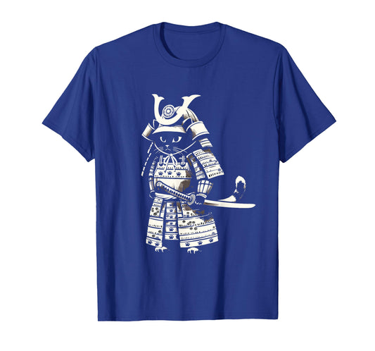 Kawaii Cat Anime Japanese Retro Samurai Novelty Funny Cat T-Shirt