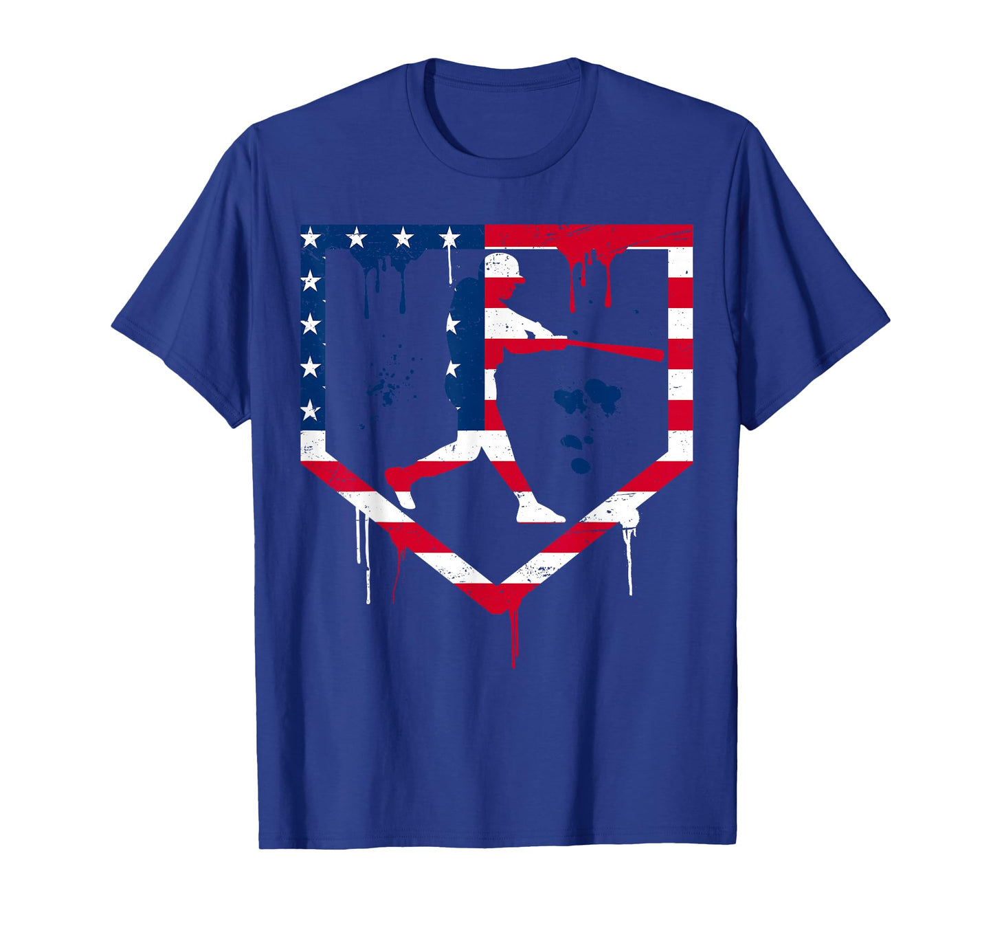 Baseball Drip American Flag Bat 4th Of July Patriotic Boys T-Shirt