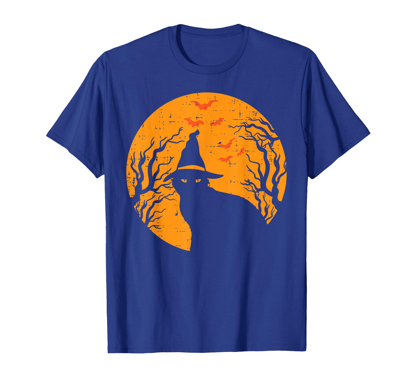 Black Cat WItch Full Moon Vintage Halloween Men Women Kids T-Shirt