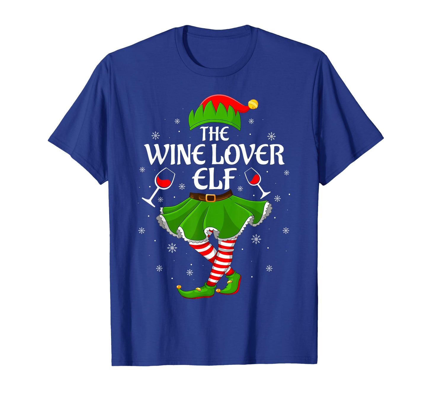 Wine Lover Elf Christmas Family Girls Women Elf Squad Xmas T-Shirt
