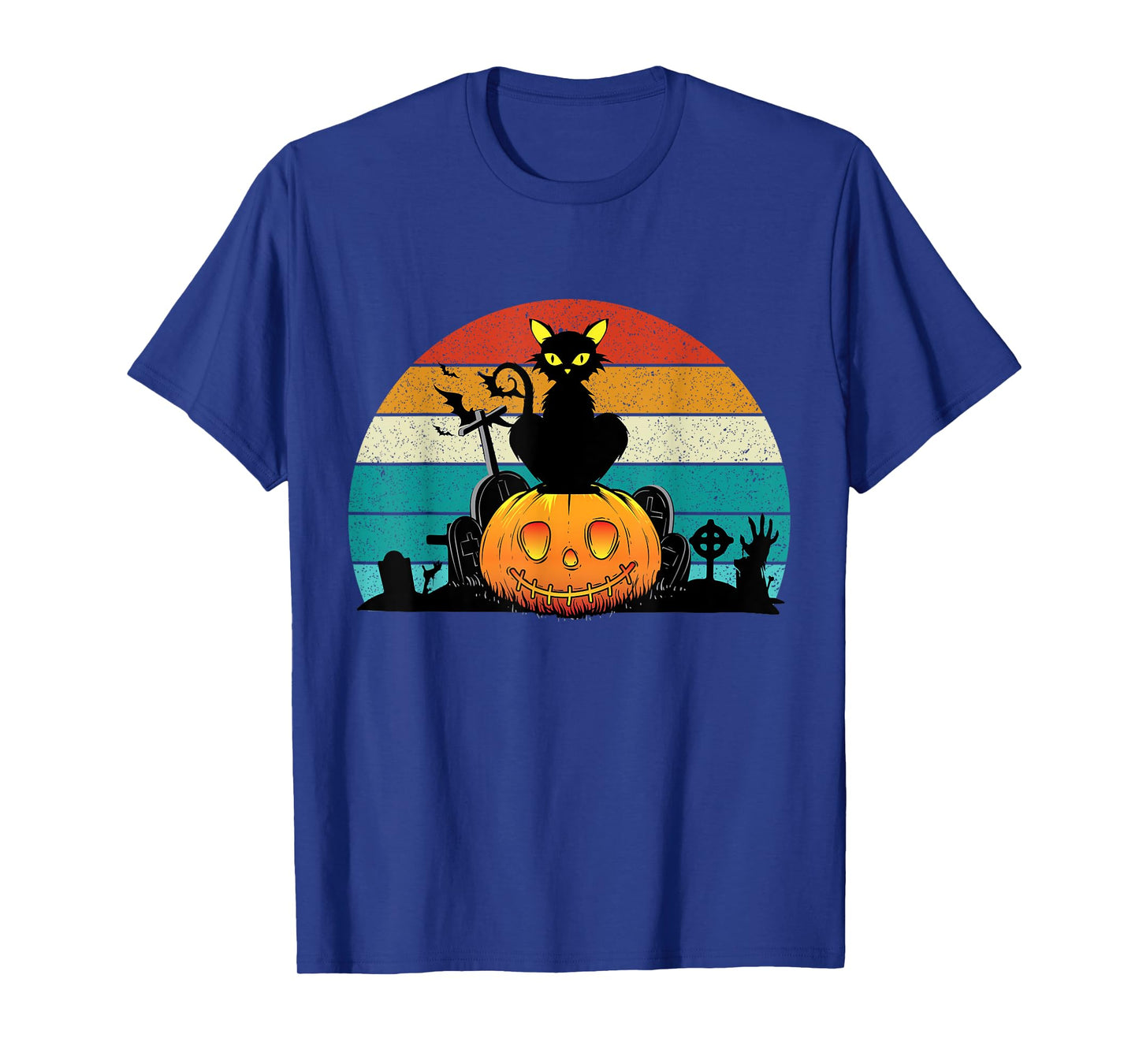 Vintage Scary Halloween Black Cat Costume Retro Moon Cat T-Shirt