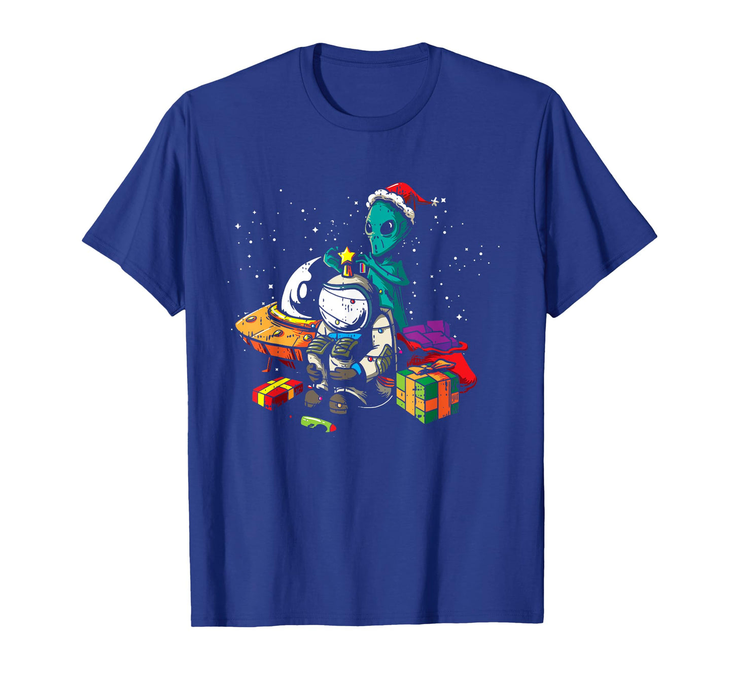 Alien Astronaut Christmas Tree Pajama Funny Space UFO X-Mas T-Shirt