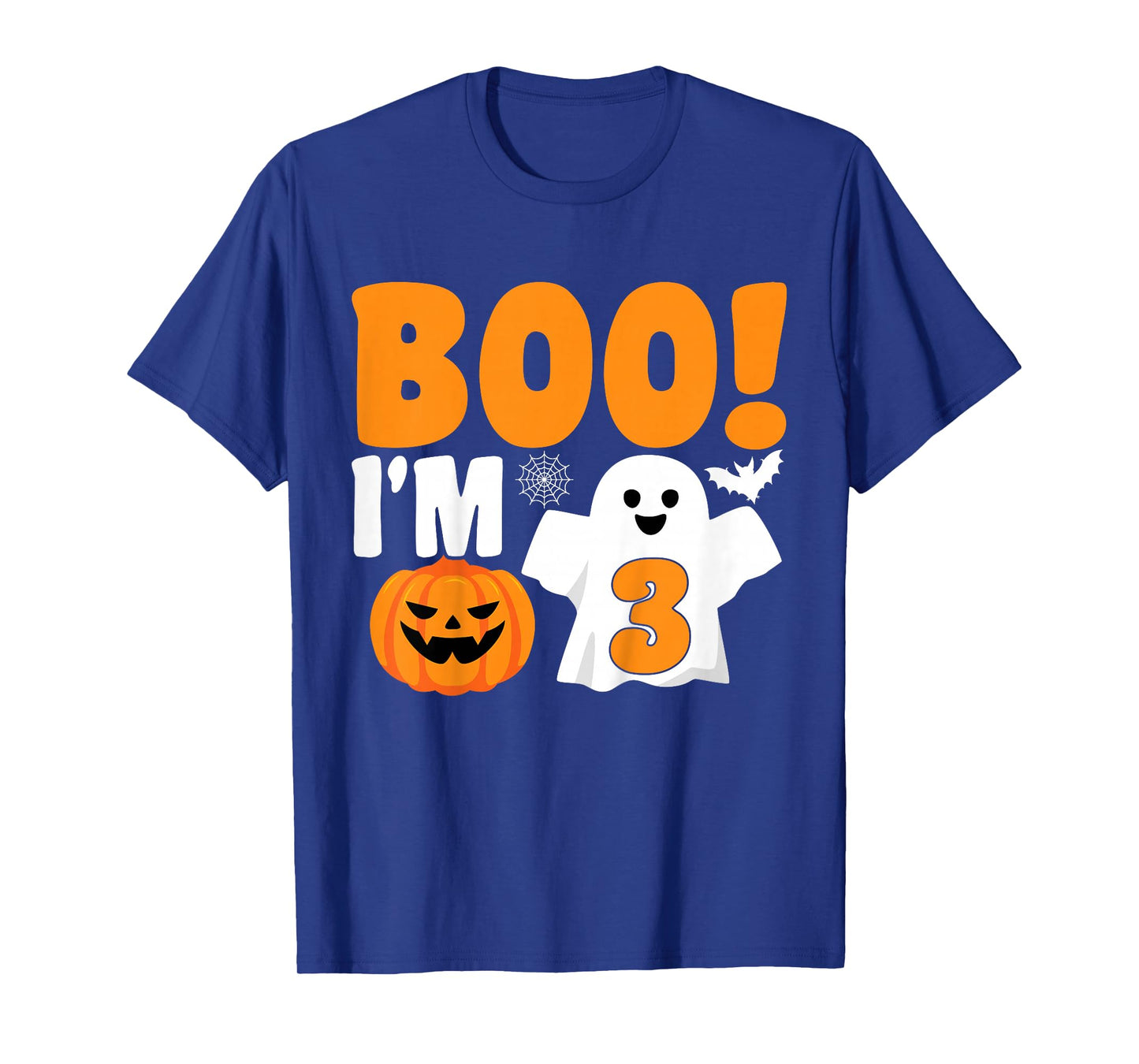 Kids Boo I'm 3 Halloween Spooky Pumpkin Kids 3rd Birthday T-Shirt