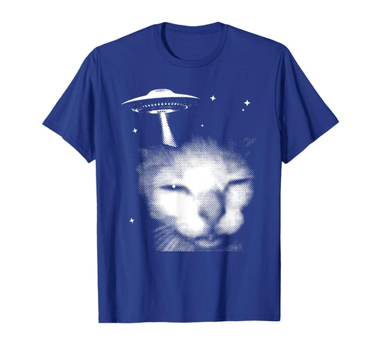 Funny Alien Abduction Cat UFO Flying Saucer Space Meme T-Shirt
