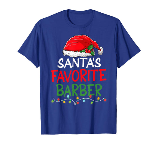 Santa's Favorite Barber Christmas Santa Claus tree lights T-Shirt