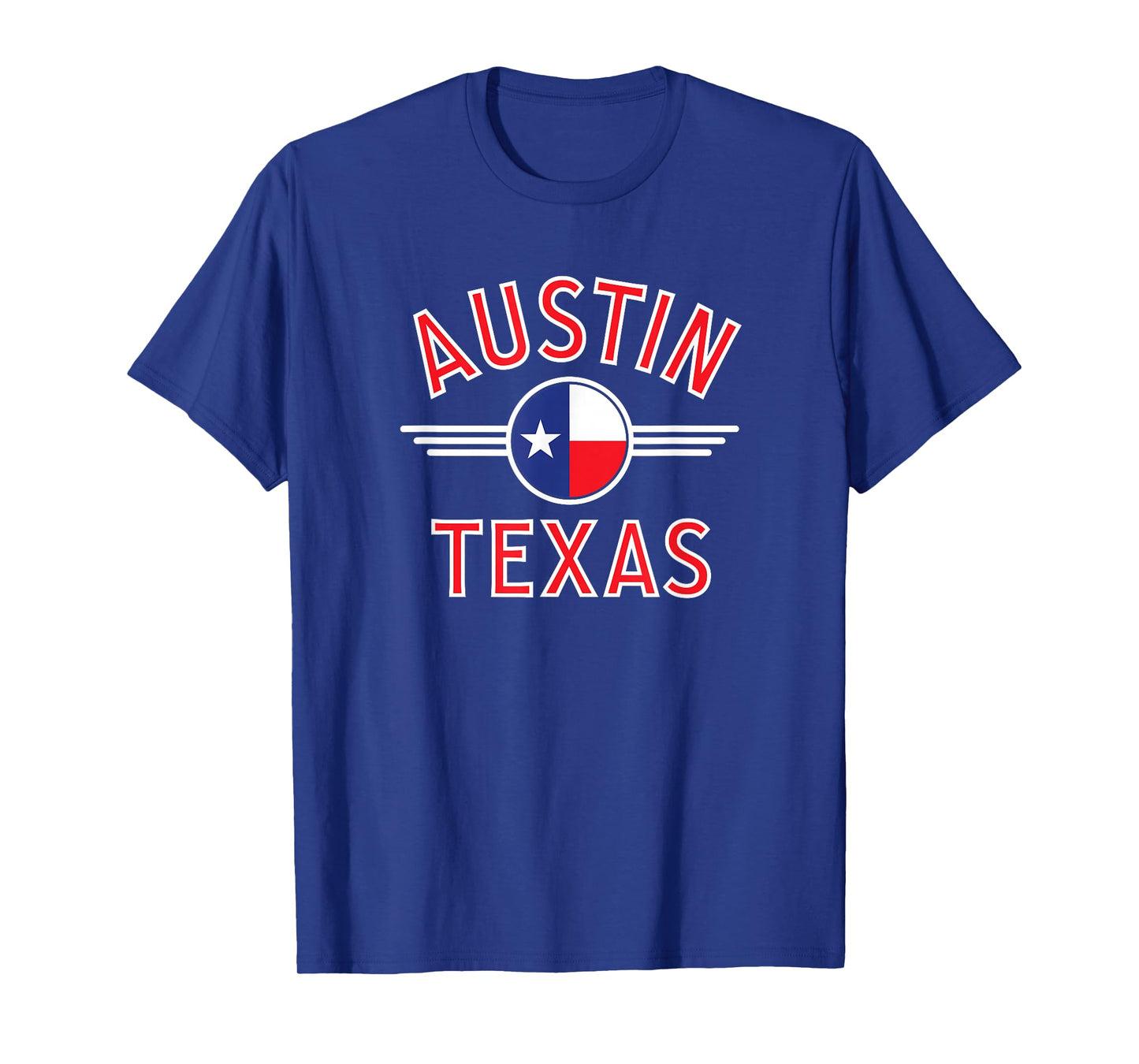 Austin Texas Flag Circle Red Text T-Shirt