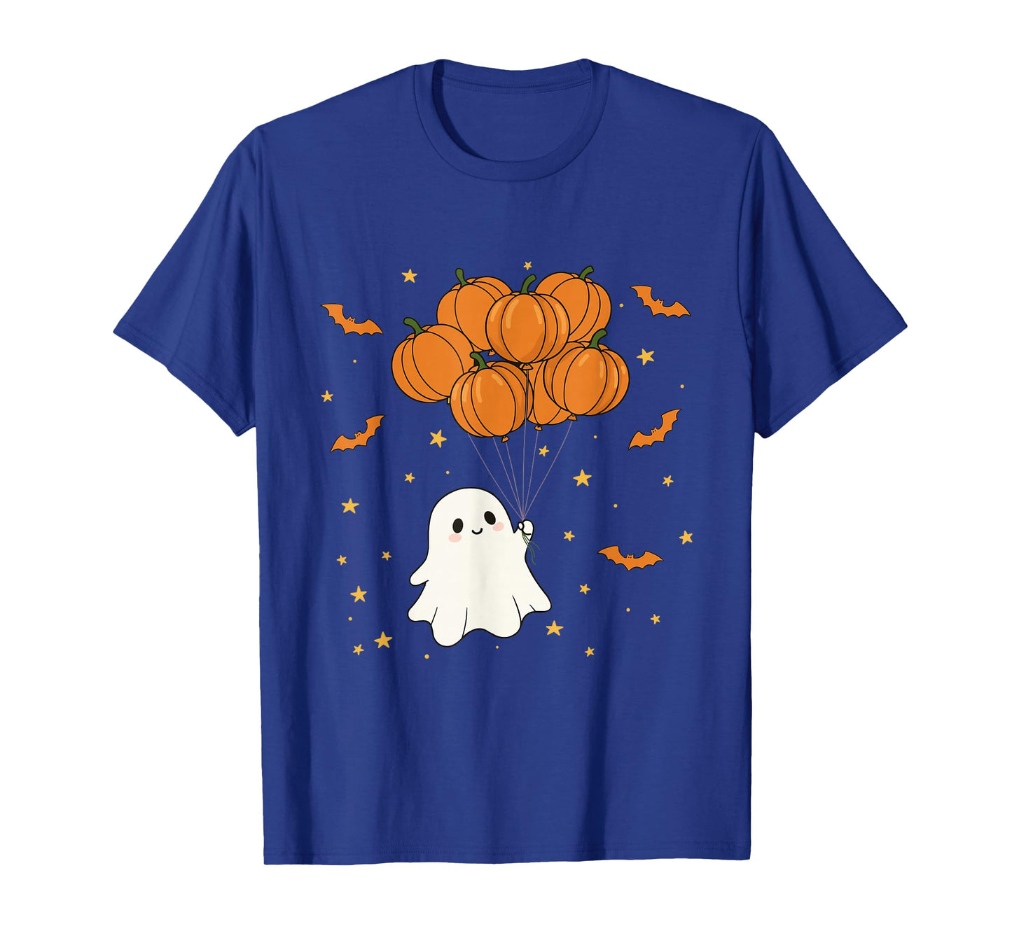 Cute Ghost Flying with Pumpkin Balloons Halloween T-Shirt