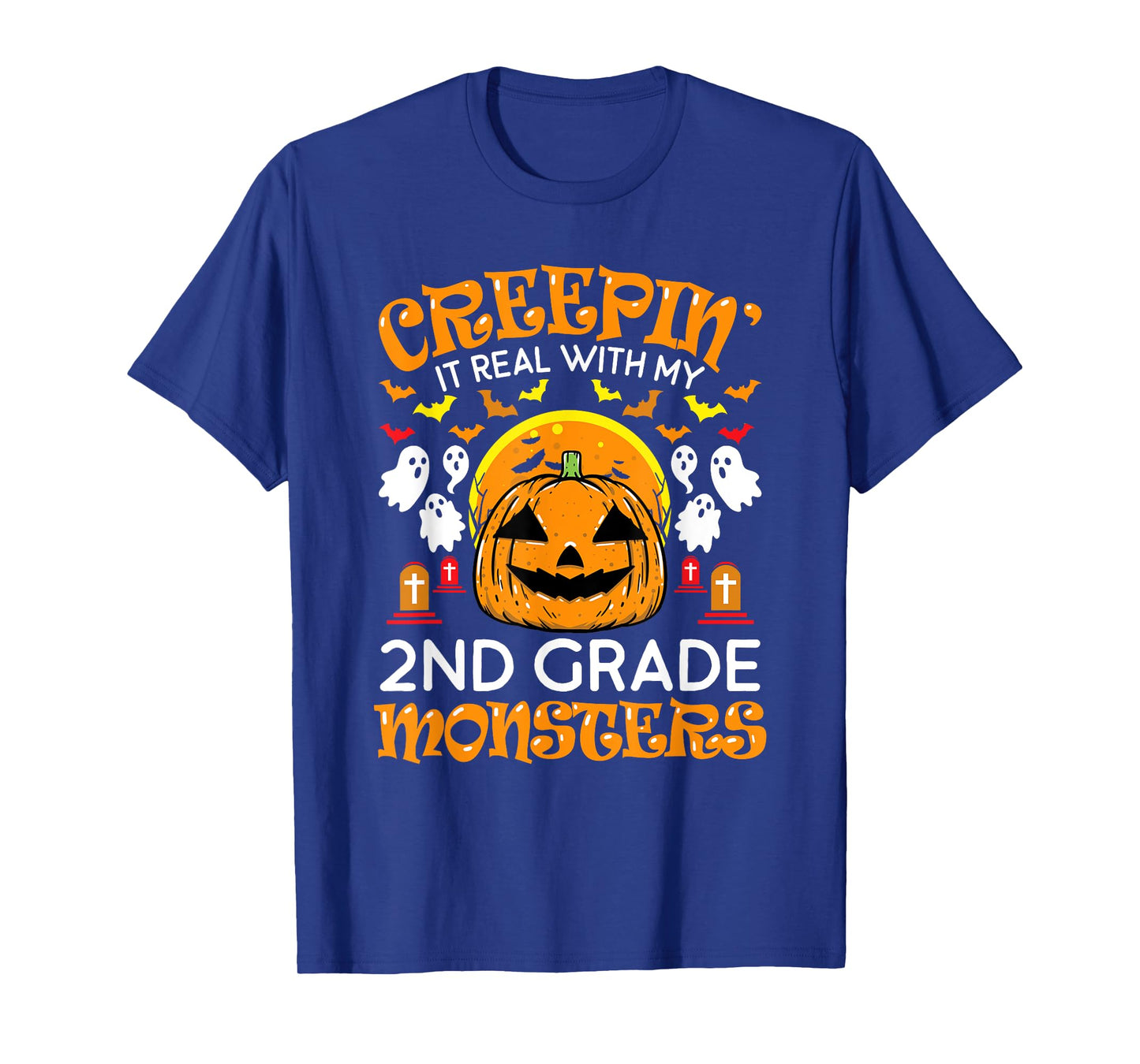 Creepin It Real with My 2nd Grade Monsters Halloween Teacher T-Shirt