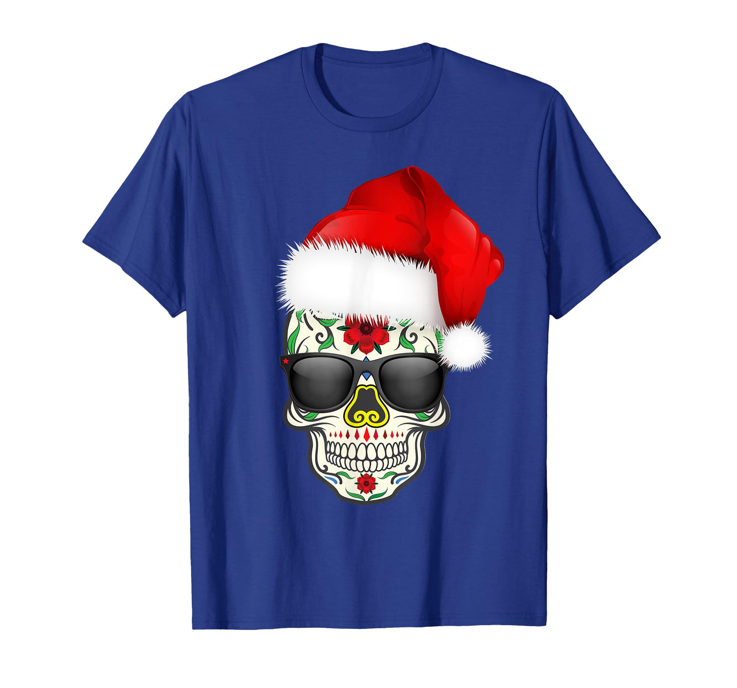 Christmas Hat Santa Day Of The Dead Sugar Skull Party Shirt T-Shirt