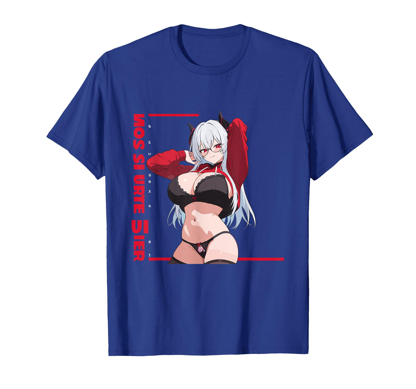 Waifu Sexy Anime Girl Glasses Horns Japanese Style T-Shirt
