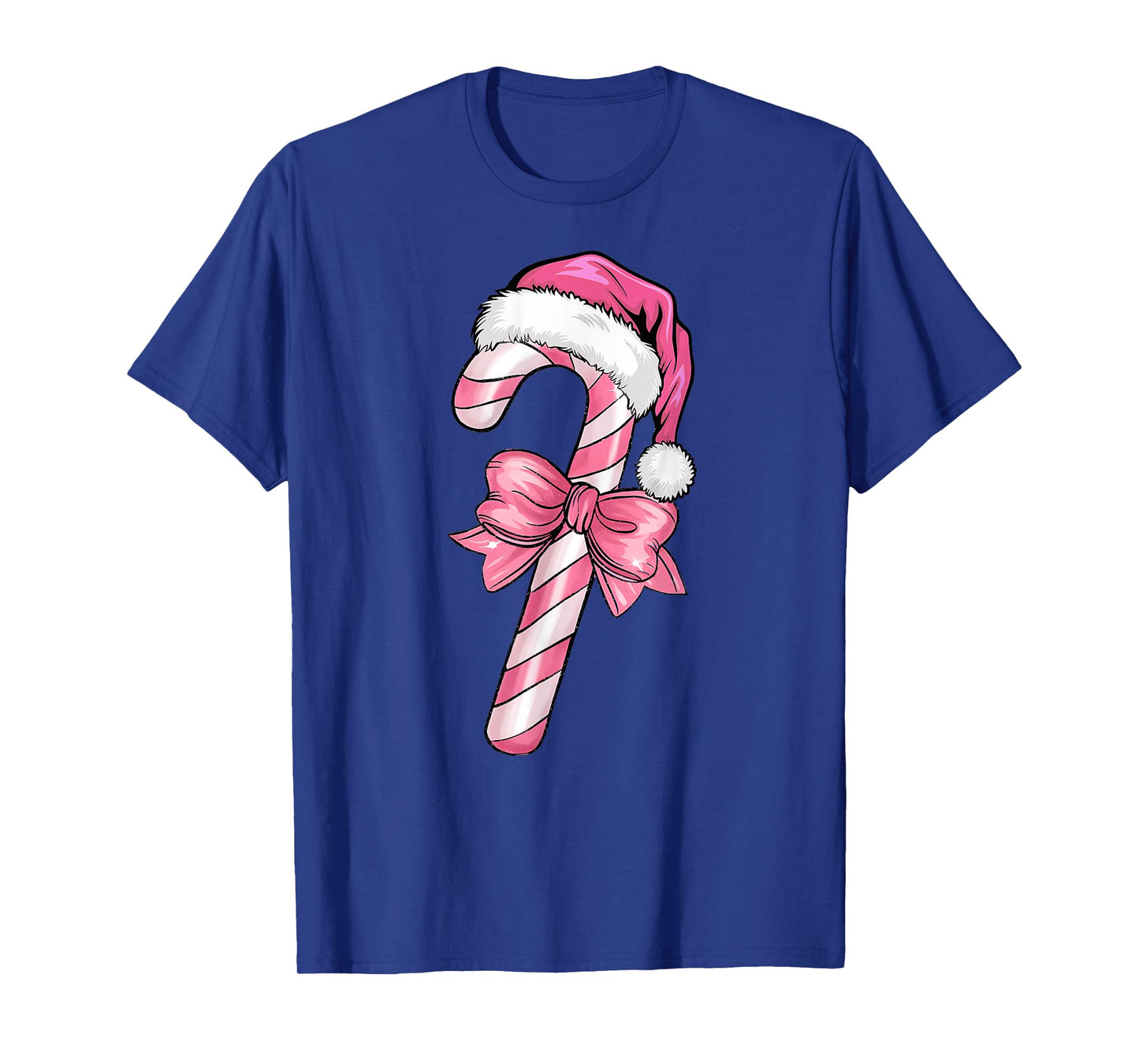 Pink Candy Cane Santa Christmas Xmas Coquette Bow Kids Girls T-Shirt