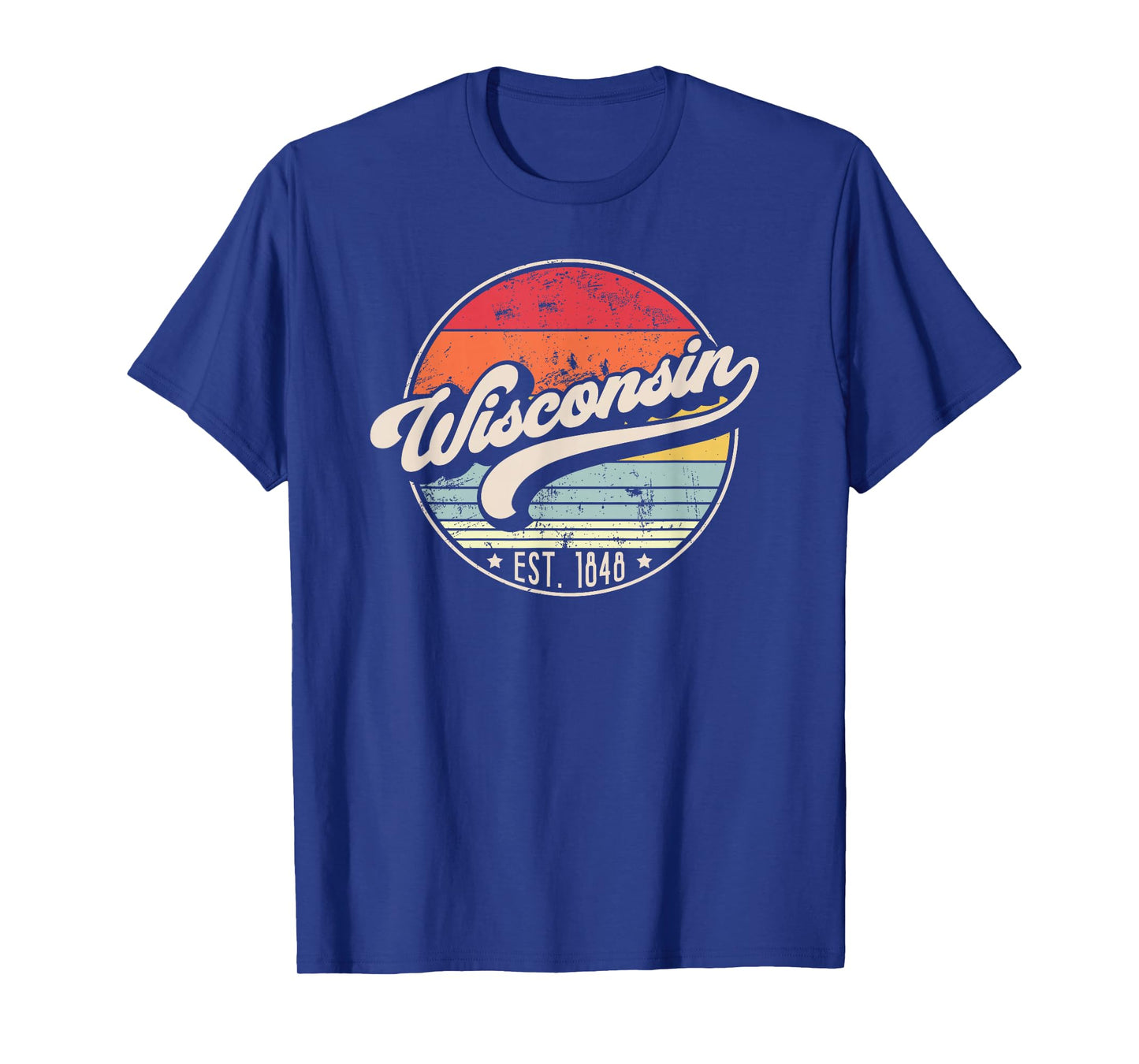 Retro Wisconsin Home State WI Cool 70s Style Sunset T-Shirt