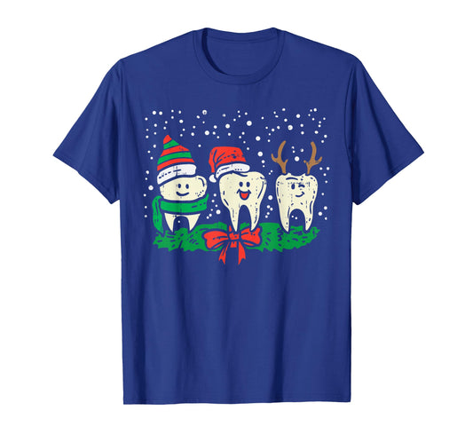 Dental Cute Christmas Teeth Reindeer Santa Snow Dentist Gift T-Shirt
