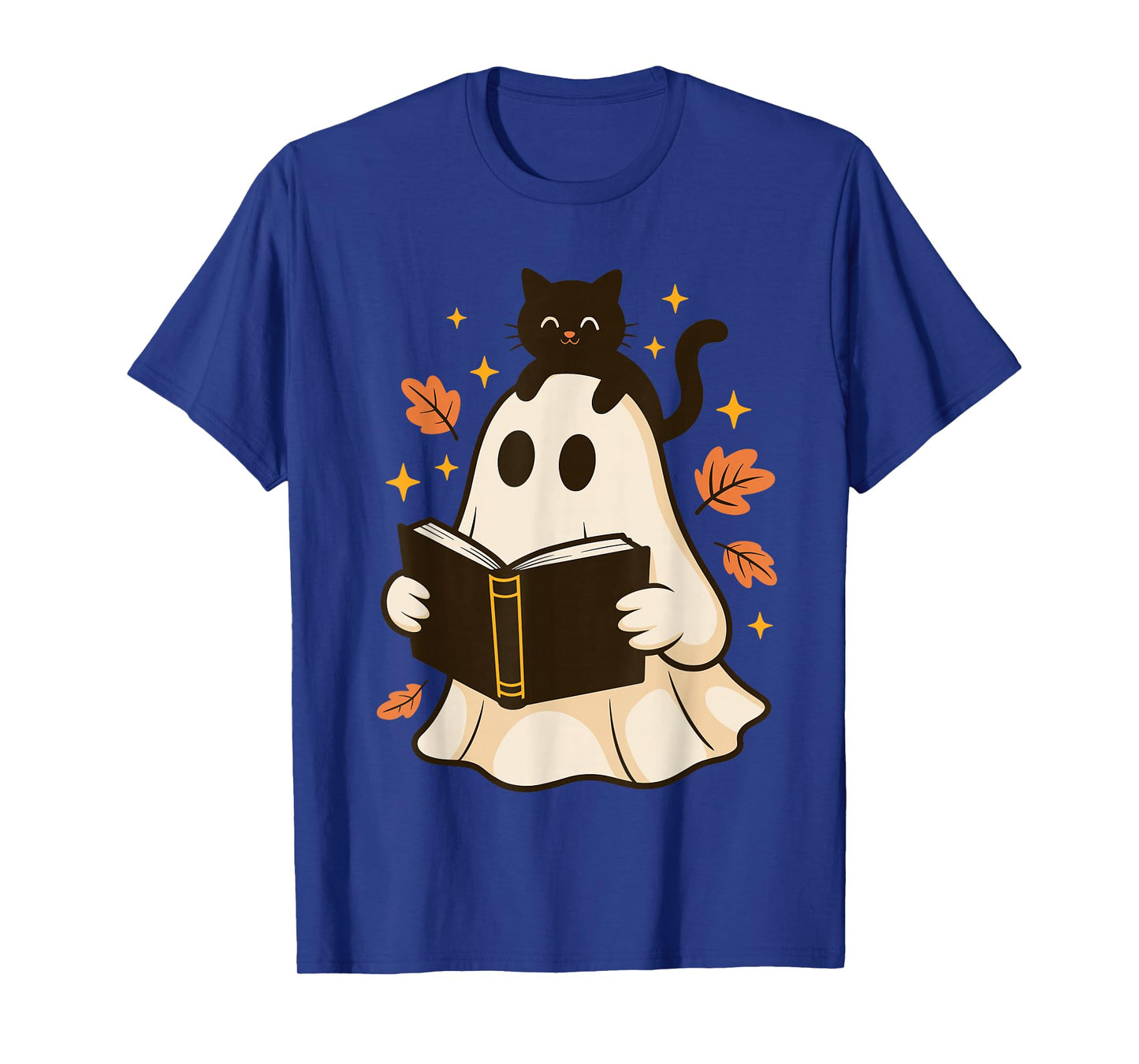 Books Ghost Reading Book Halloween Library Black Cat Fall T-Shirt