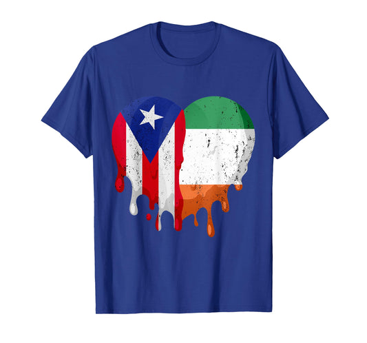 Puerto Rico Ireland Flag Heart Citizen Grown Patriot Country T-Shirt