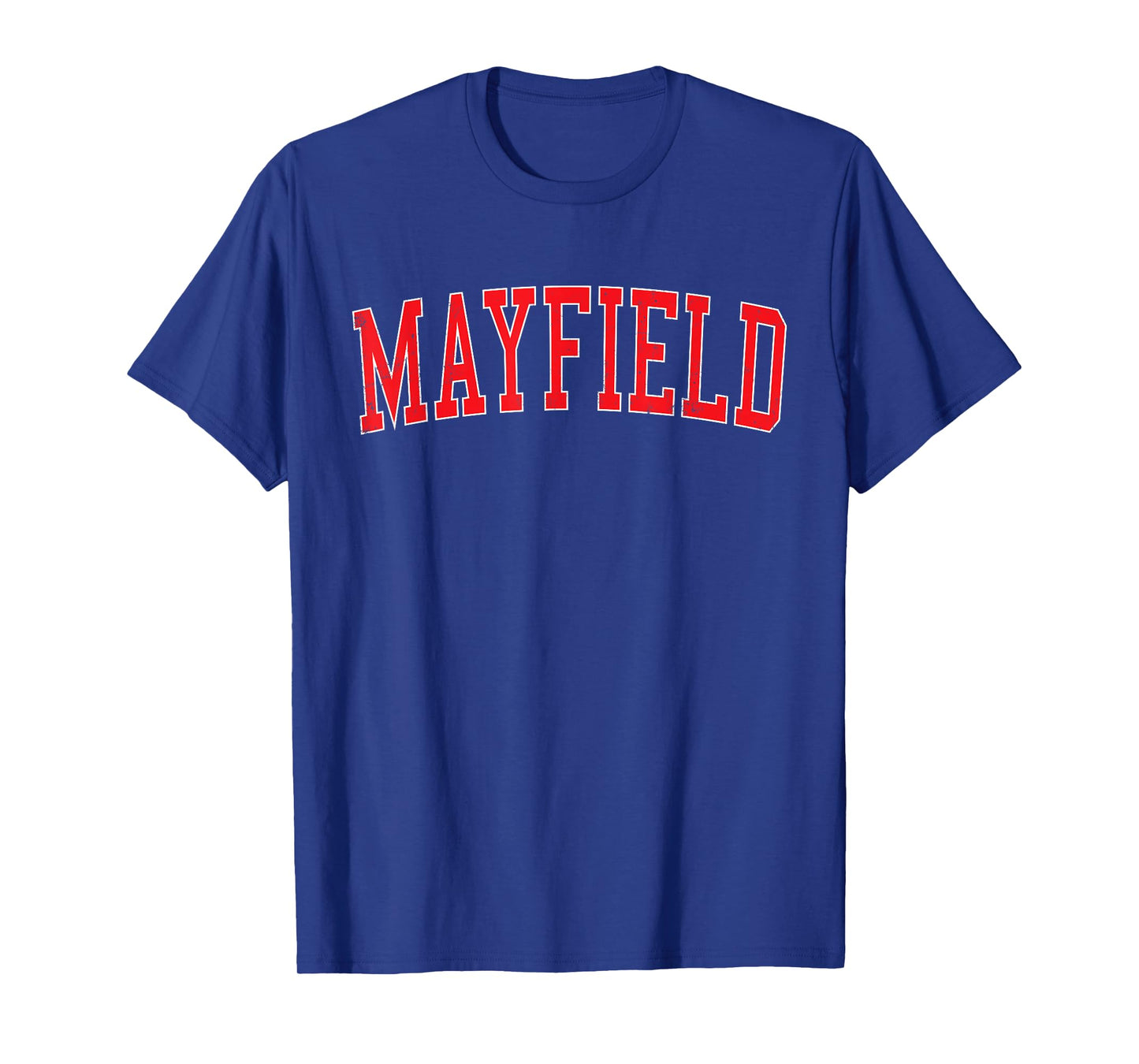 Vintage Mayfield KY Distressed Red Varsity Style T-Shirt