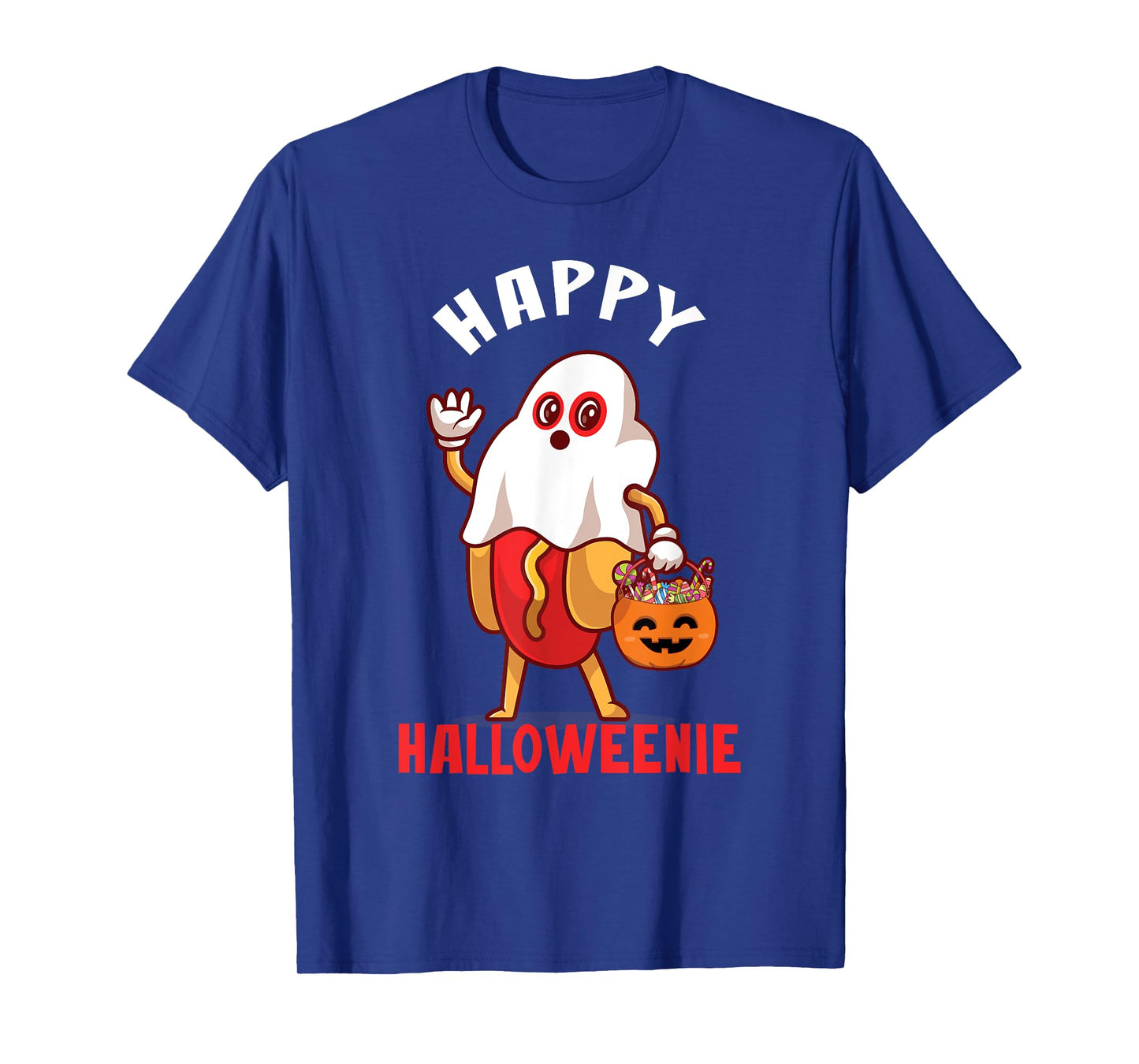 Happy Halloweenie Halloween Hot Dog Ghost Funny T-Shirt