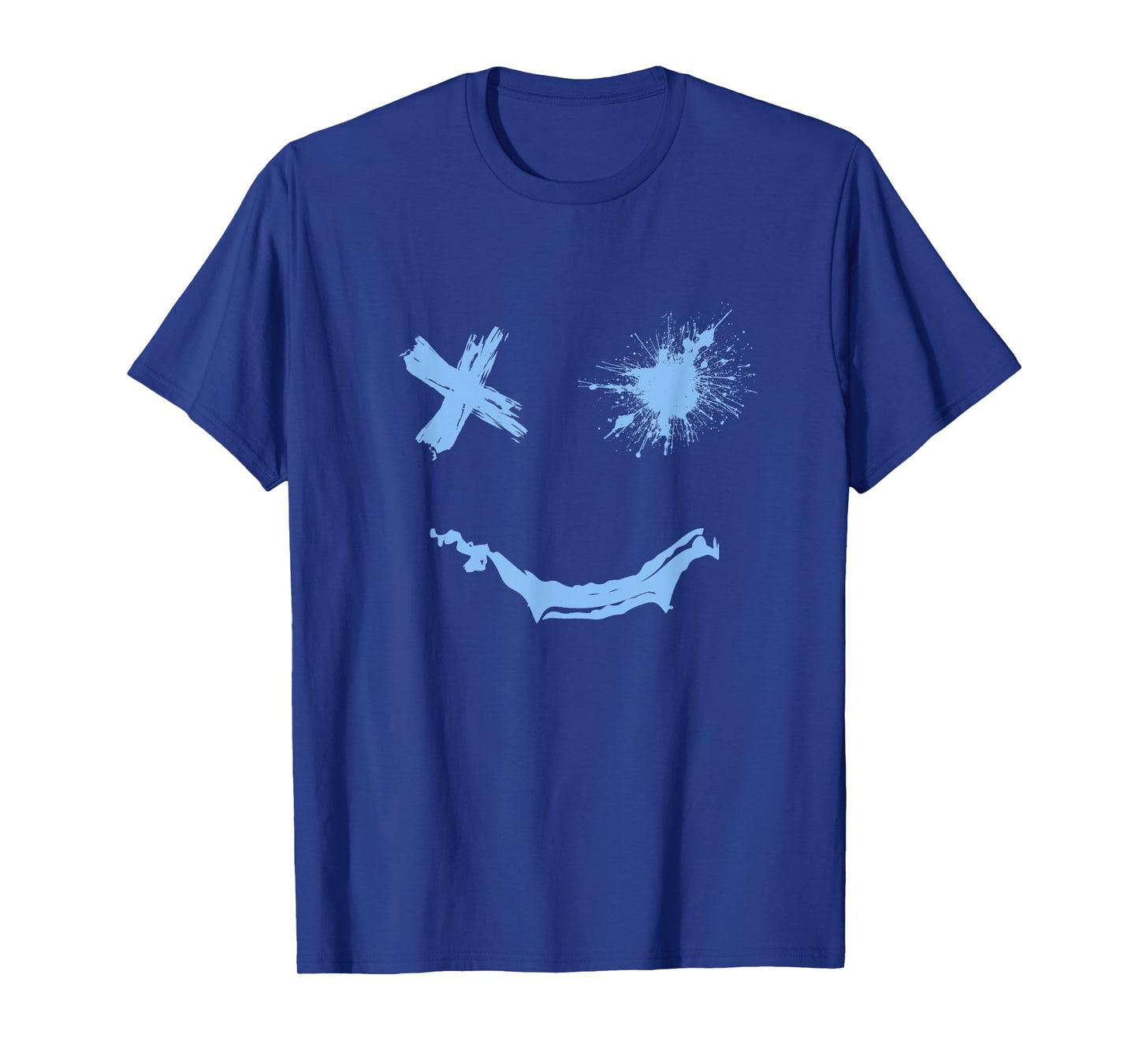 Blue Grunge Smile Blue Color Graphic T-Shirt