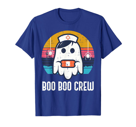 Halloween Nurse Ghost Boo Boo Costume Scrub Top Crew Women T-Shirt
