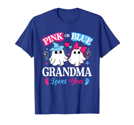 Pink or Blue Grandma Loves You Gender Reveal Halloween T-Shirt