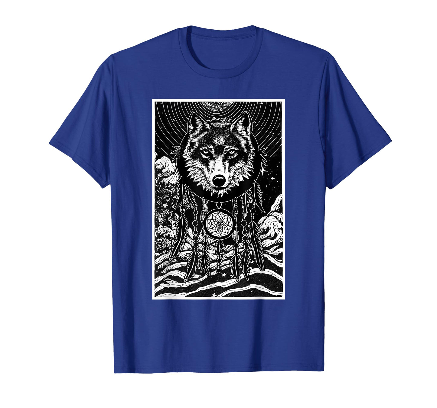 Dreamcatcher Wolf Full Moon Wiccan Native American T-Shirt