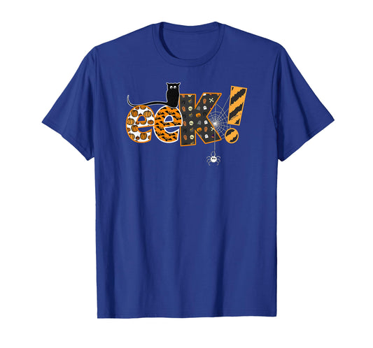 Boo Halloween EEK! Design with Funny Cat and Spider T-Shirt for Men Women Kids