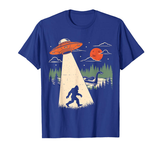 UFO Big Foot Alien Loch Ness Monster Funny Cryptids Camping T-Shirt