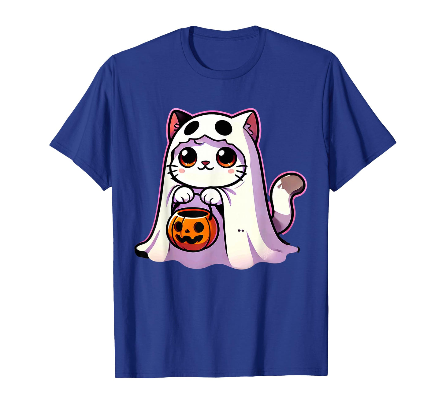 Cat Ghost Halloween Cute Kitty Men Women Kids T-Shirt