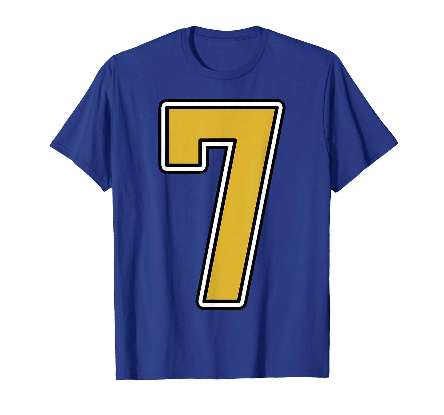 Old Gold Black White Sports Number 7 Jersey Uniform Player T-Shirt