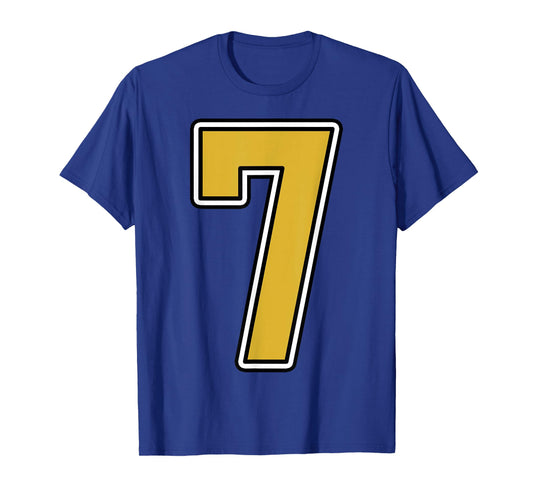 Old Gold Black White Sports Number 7 Jersey Uniform Player T-Shirt