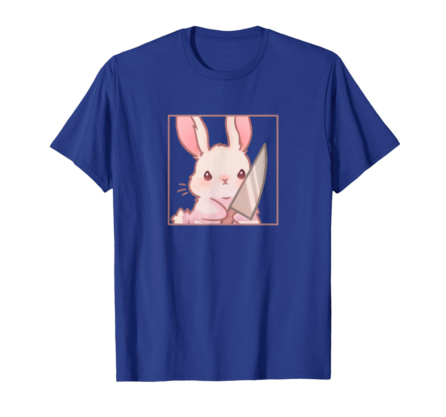Cute Kawaii Cartoon Coquette Emote Angry Rabbit Bunny Knife T-Shirt