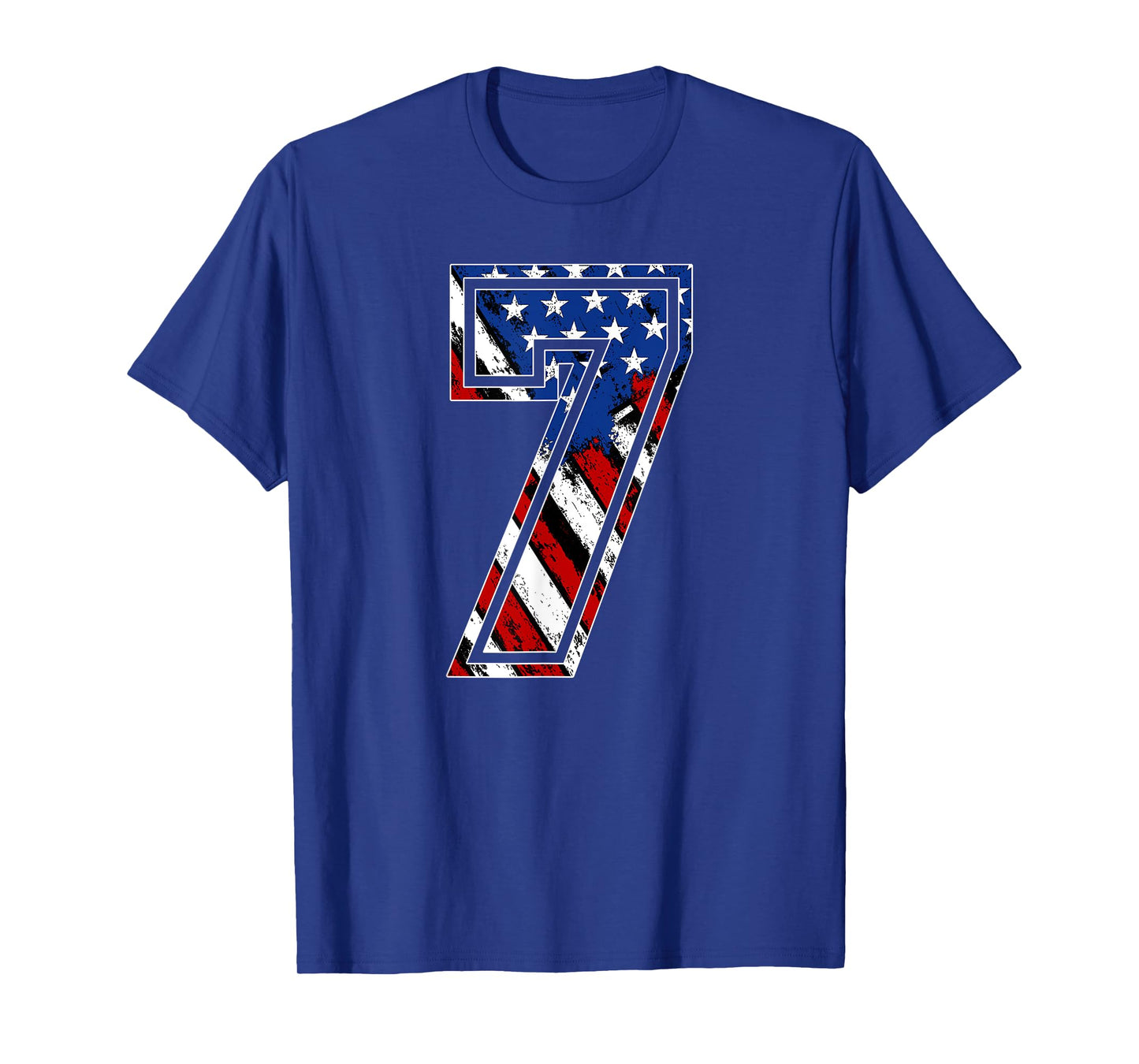 Number 7 Red White and Blue American Flag #7 Jersey Shirt T-Shirt