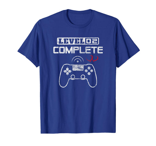 Level 2 Complete 2nd Wedding Anniversary Video Gamer Him Her T-Shirt